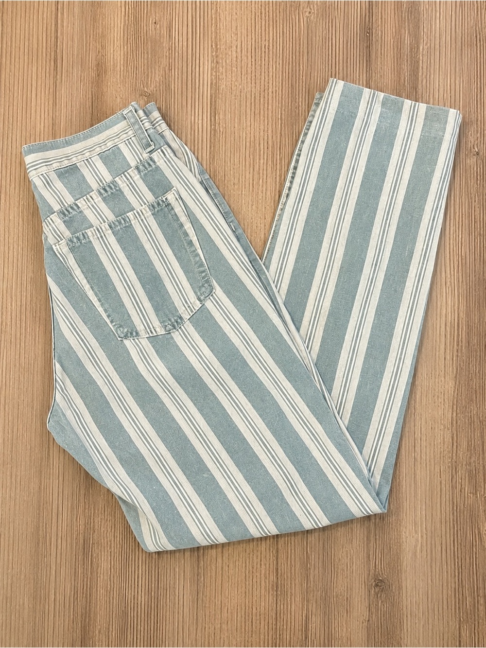 Vintage 90s GAP Green Stripe Cotton High Waist Crop Jeans Cheeky Denim Pants - 4 - Picture 8 of 14